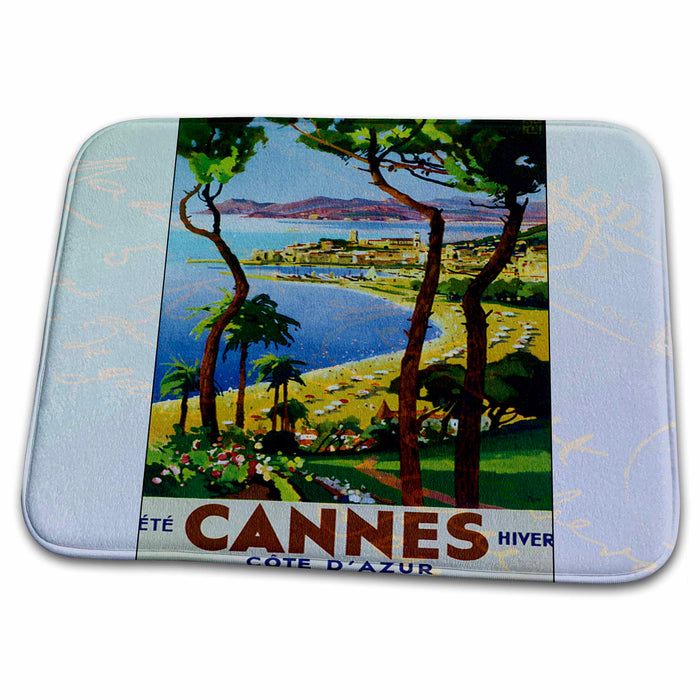 Dish Drying Mat - Vintage Cannes Travel Postcard PS Vintage