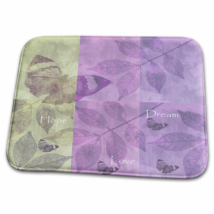 Dish Drying Mat - Hope, Love, Dream Inspirational Butterflies and Leaves PS Inspirations