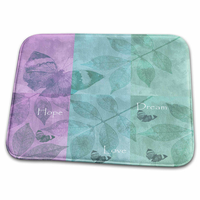 Dish Drying Mat - Purple and Green Hope, Love, Dream Butterflies PS Inspirations