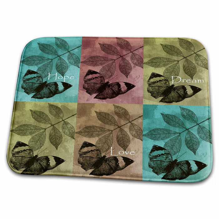 Dish Drying Mat - Butterflies and Leaves Hope, Love, Dream Collage PS Inspirations