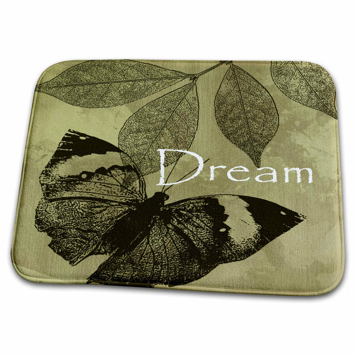 Dish Drying Mat - Gold and Black Butterfly with Leaves Dream PS Inspirations