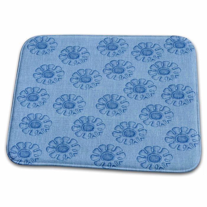 Dish Drying Mat - Blue Shell Flowers- Beach Themed Art PS Beach