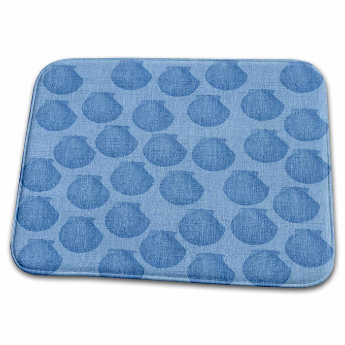 Dish Drying Mat - Blue Sea Shells- Beach Themed Art PS Beach