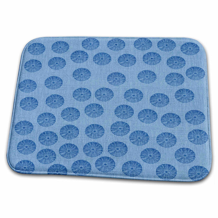 Dish Drying Mat - Blue Round Shells- Beach Themed Art PS Beach