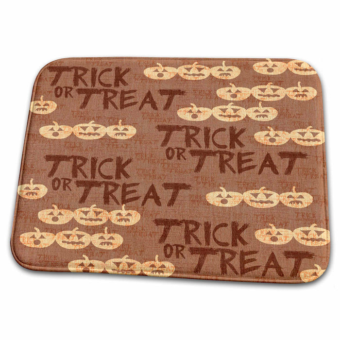 Dish Drying Mat - Trick or Treat Carved Pumpkins- Halloween Fun Art PS Halloween