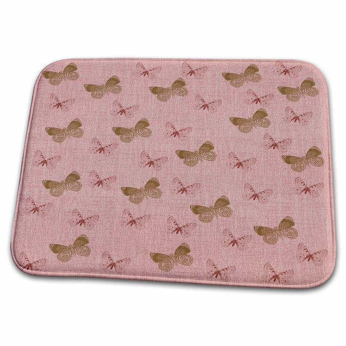 Dish Drying Mat - Pink and Sage Butterflies Art PS Creations