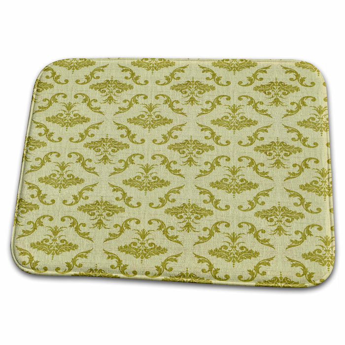 Dish Drying Mat - Sage Textured Look Damask Pattern PS Vintage