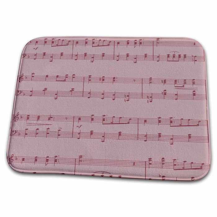 Dish Drying Mat - Pink Song Sheet- Musical Notes PS Creations