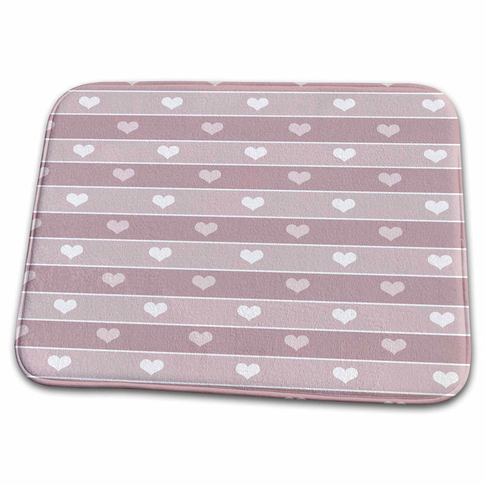 Dish Drying Mat - Pink and White Heart Stripes PS Creations