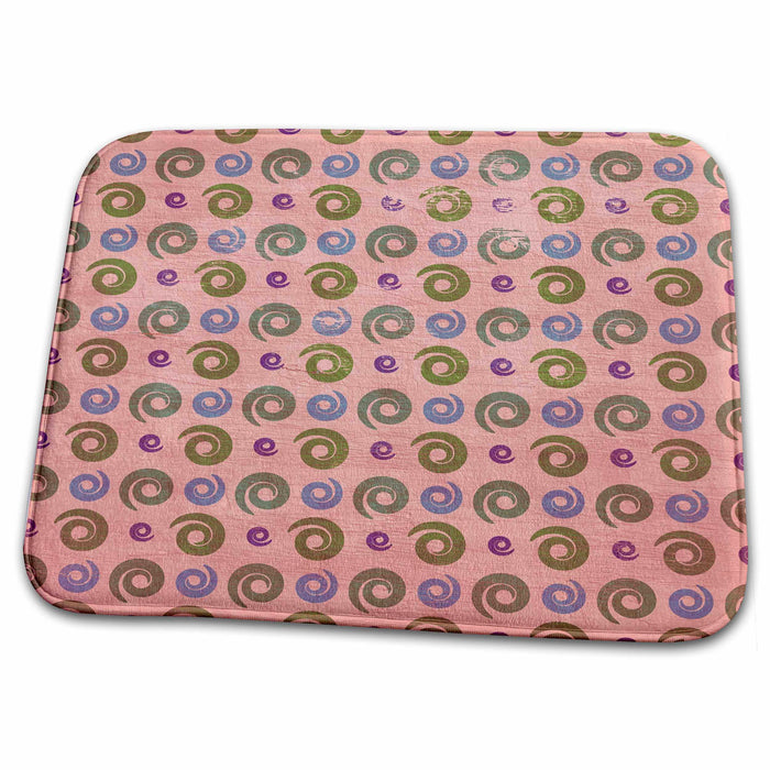 Dish Drying Mat - Antique Style Swirls in Purple and Green PS Vintage