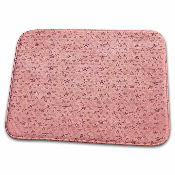 Dish Drying Mat - Antique Style Pink Stars Art PS Vintage