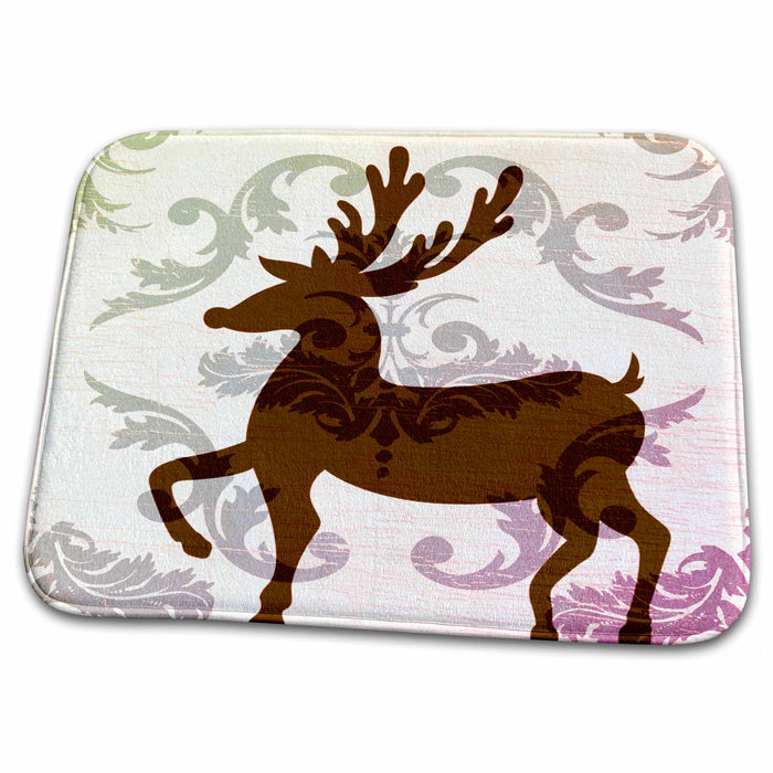 Dish Drying Mat - Winter Reindeer Christmas Art PS Christmas