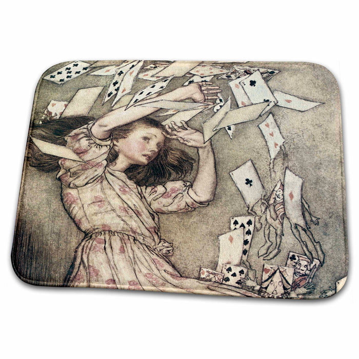 Dish Drying Mat - Vintage Alice in Wonderland Playing Cards PS Vintage