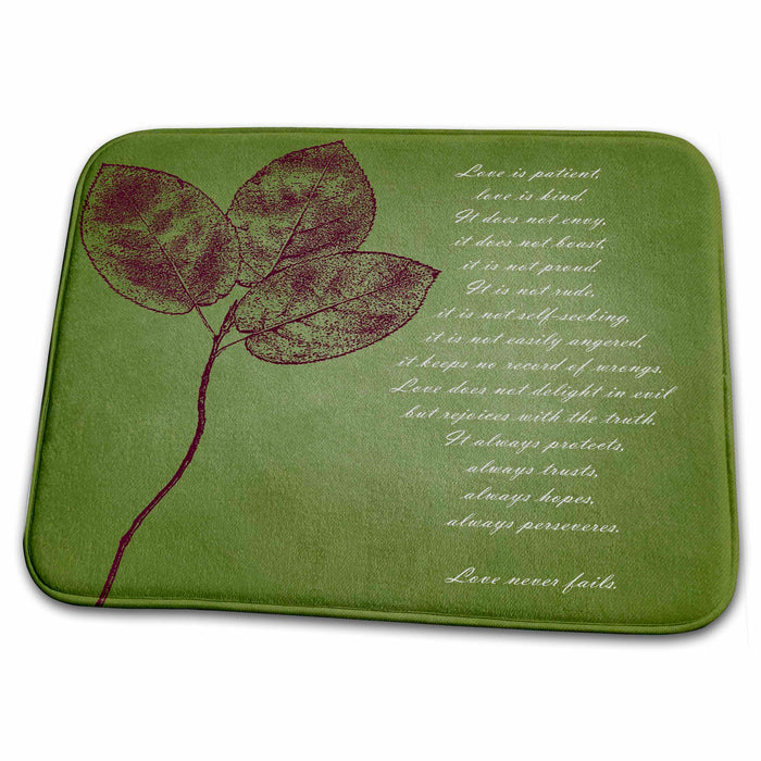 Dish Drying Mat - Red Leaves Inspirational Love is Patient, Love is Kind Bible Verse PS Inspirations