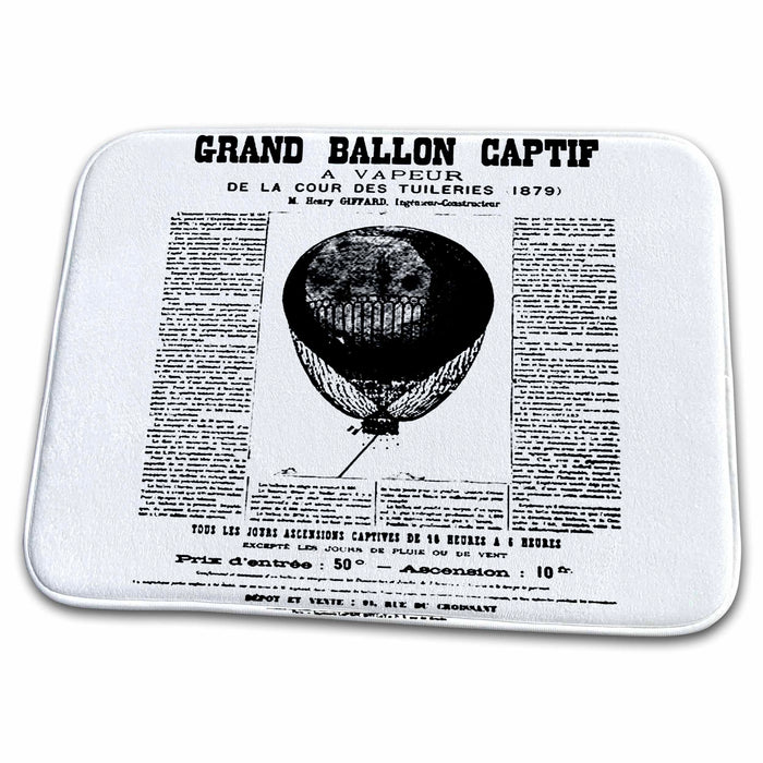 Dish Drying Mat - Vintage Ad French Hot Air Balloon PS Vintage