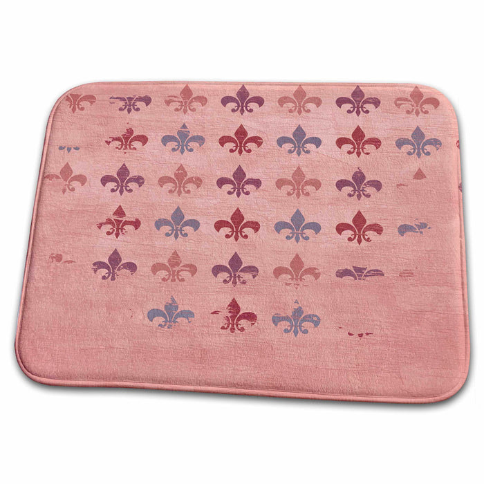 Dish Drying Mat - Antique Pink Fleur de lis French Art PS Vintage