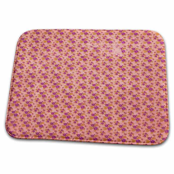 Dish Drying Mat - Little Pink Flowers- Floral Art PS Flowers