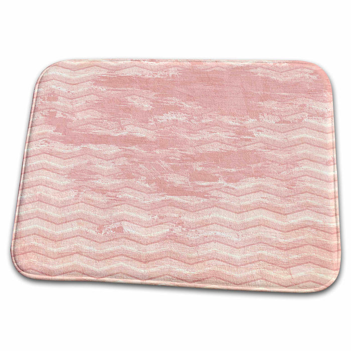 Dish Drying Mat - White Vintage Style Chevron Stripe PS Vintage