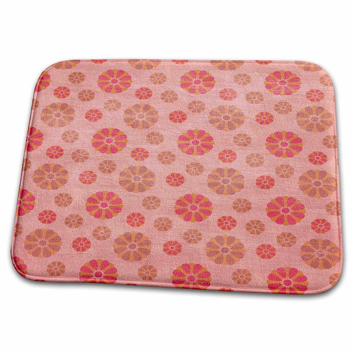 Dish Drying Mat - Pink and Peach Fun Round Flowers PS Flowers