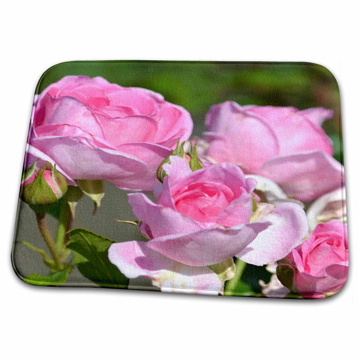 Dish Drying Mat - Pretty Garden Pink Roses- Flower Photography PS Flowers