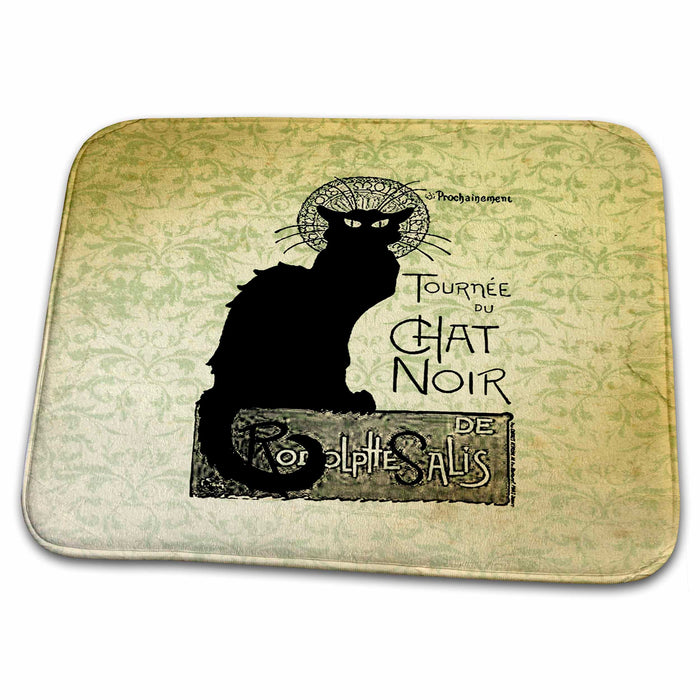 Dish Drying Mat - Vintage Chat Noir Black Cat French Art- Animals PS Vintage