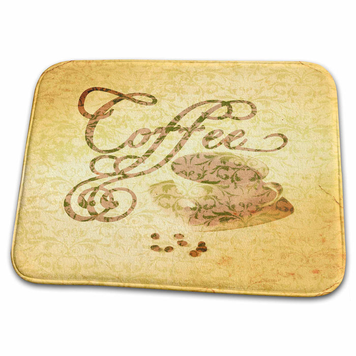 Dish Drying Mat - Vintage Style Cup of Coffee PS Vintage