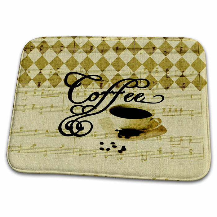 Dish Drying Mat - Vintage Style Song Sheet Coffee Cup PS Vintage