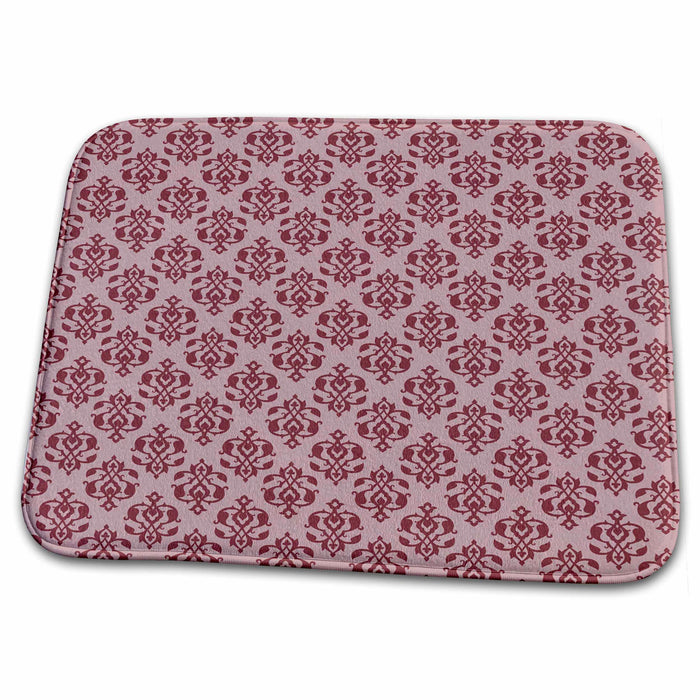 Dish Drying Mat - Pink Shades Damask Vintage Art PS Vintage