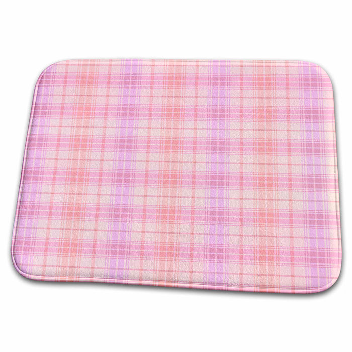 Dish Drying Mat - Pretty Pink Plaid Pattern PS Creations