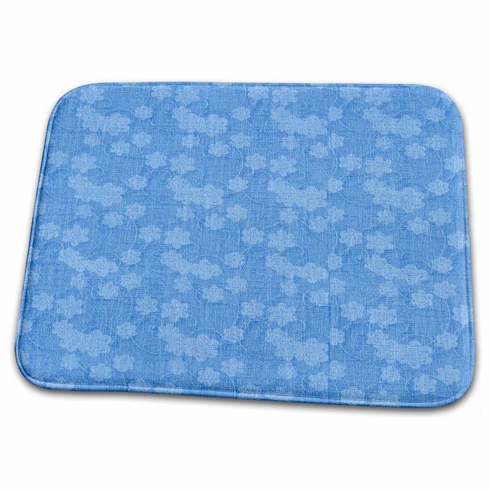 Dish Drying Mat - Lacy Pretty Blue Floral Pattern PS Flowers