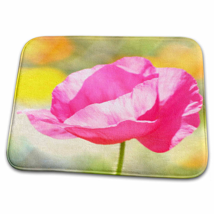 Dish Drying Mat - Pretty Paper Pink Poppy Floral- Flower Photography PS Flowers