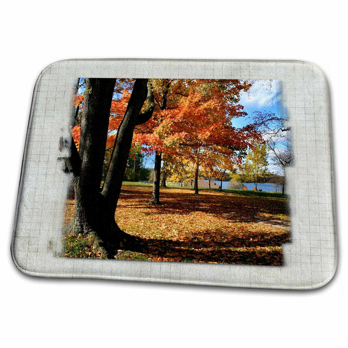 Dish Drying Mat - Autumn in the Park by the Lake Designs Nature Themes