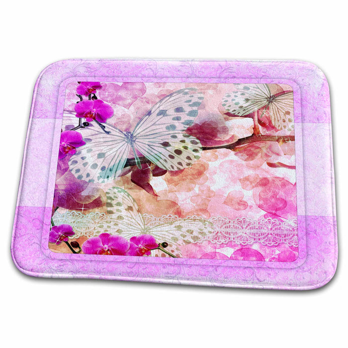 Dish Drying Mat - Butterflies and Orchids Designs Butterfly Themes