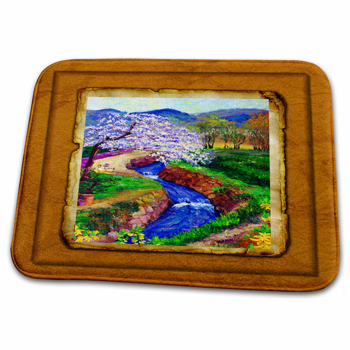 Dish Drying Mat - Cherry Landscape in Oils Designs Nature Themes