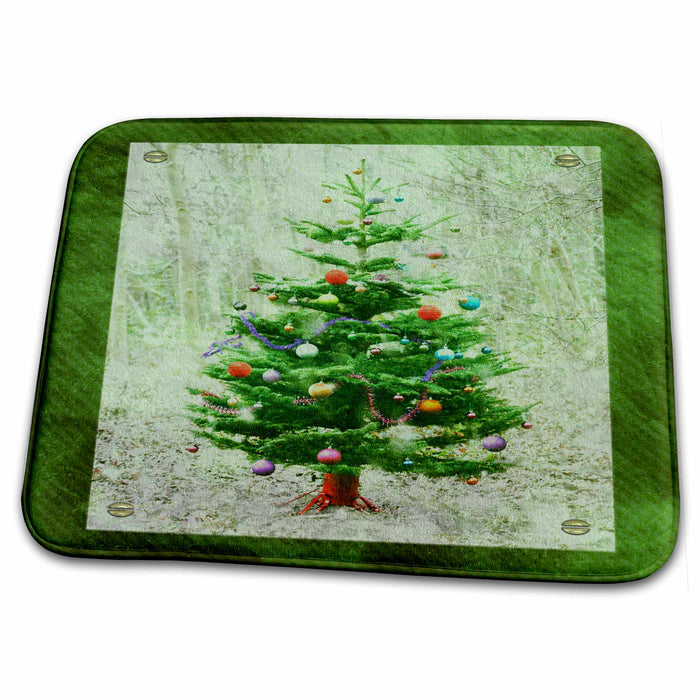 Dish Drying Mat - Christmas Tree in Snowy Forest Designs - Christmas - Holiday Themes