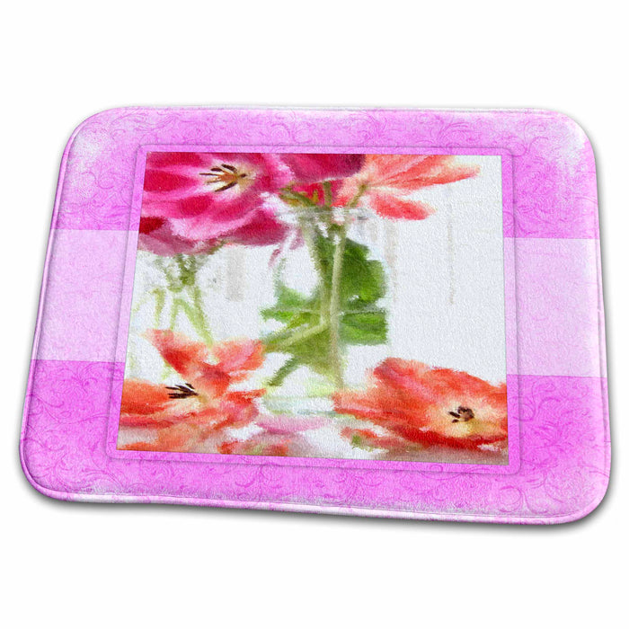 Dish Drying Mat - Digital Painting of Spring Tulips Designs Flower Themes