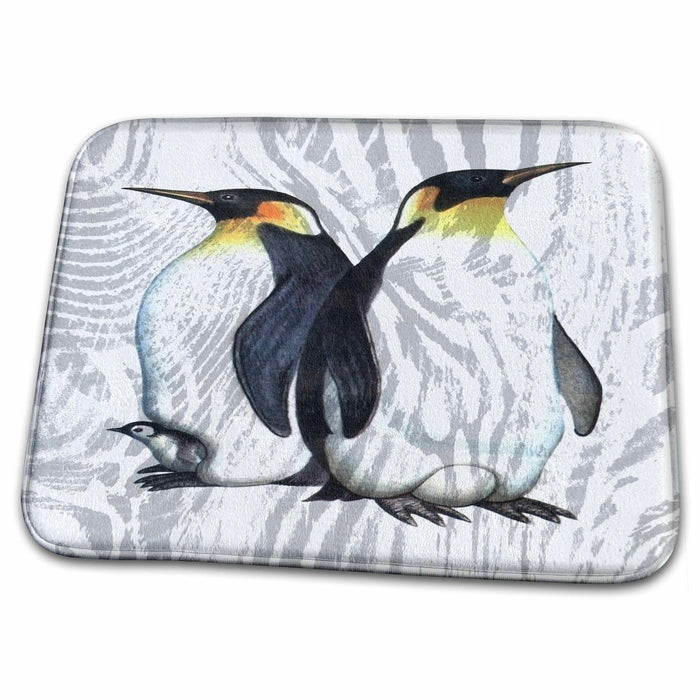 Dish Drying Mat - Emperor Penquins Designs Animal Themes