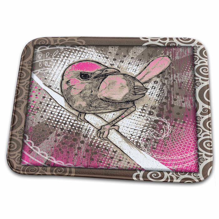 Dish Drying Mat - Grunge Bird Designs Animal Themes