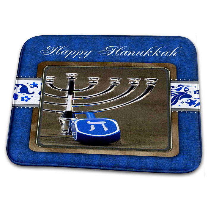 Dish Drying Mat - Hanakkah Dreidel and Menorah Designs - Hanakkah - Holiday Themes