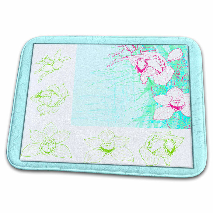 Dish Drying Mat - Orchid Flowers Designs Flower Themes