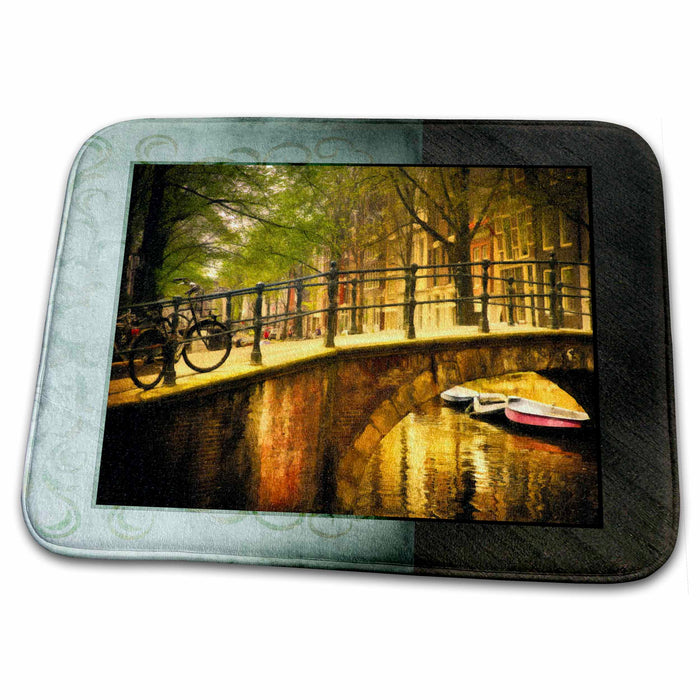 Dish Drying Mat - Romantic Bridge over Canal Designs General Themes