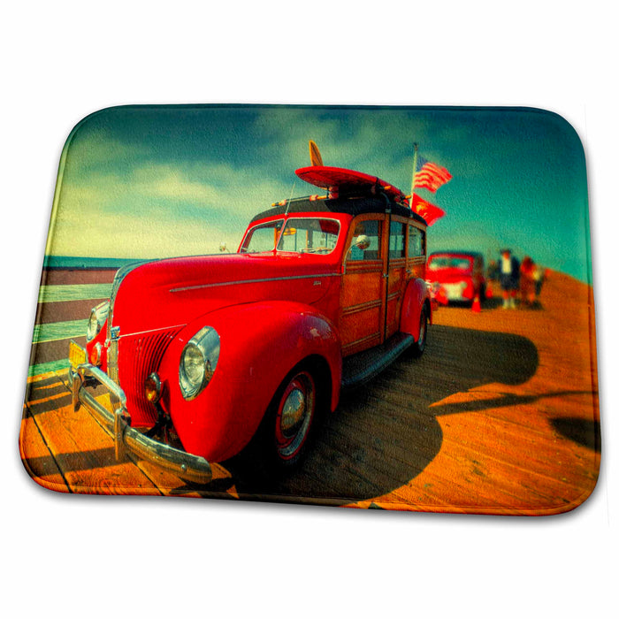 Dish Drying Mat - Classic Woody Remember the days with our old surfer car digitally remastered Surfing Art