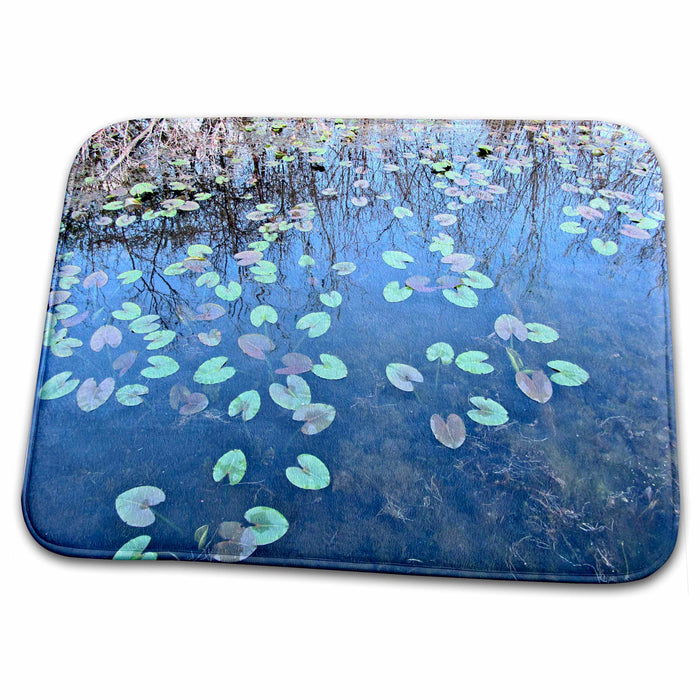 Dish Drying Mat - Pretty Lilly Pond Floating Leaves Photo Art Nature