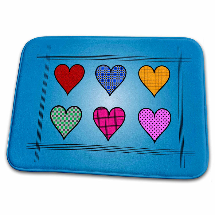 Dish Drying Mat - Six cute hearts and gradient background will stand out anywhere you put it Patterns