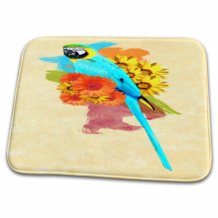 Dish Drying Mat - Pretty Parrot and abstract background Animals