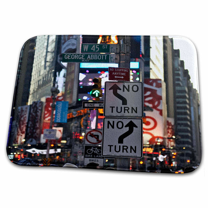 Dish Drying Mat - Busy life in Times Square Neon lights, ads and theater district 2 Architecture New York City