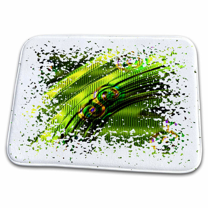 Dish Drying Mat - Cool grunge art in greens, yellows and blacks Grunge Art