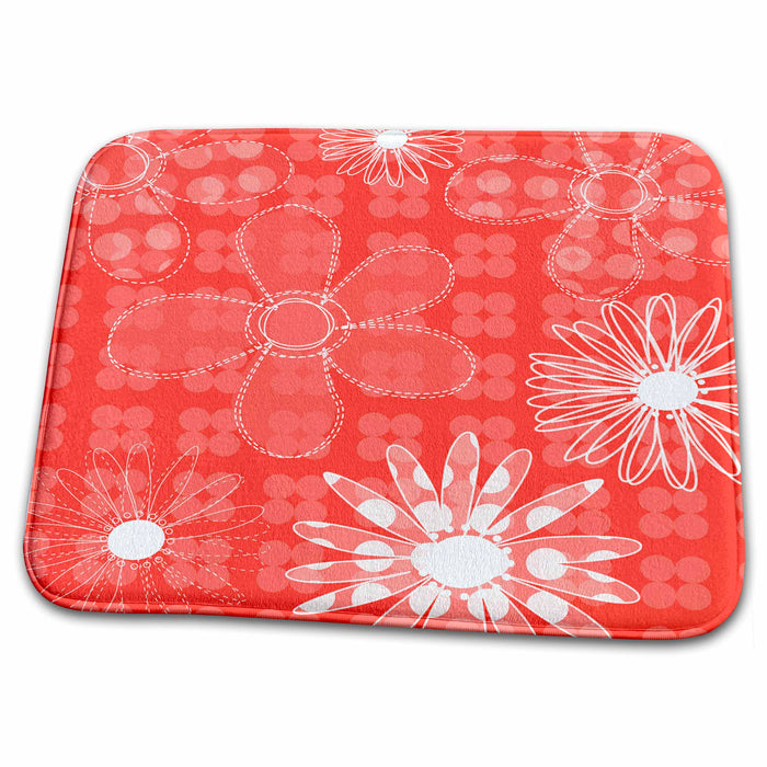 Dish Drying Mat - Red orange sparkle star background art Patterns