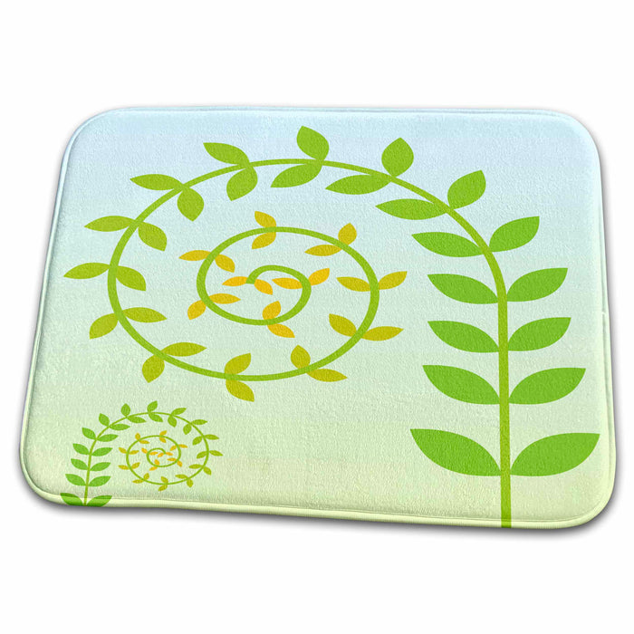 Dish Drying Mat - Vector green digital leaf art Vector Art