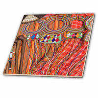 3dRose Danita Delimont - Jewelry - Africa, Kenya, Mara Ashnil. Masai Tribal Jewelry and Ornamentation. - Tiles